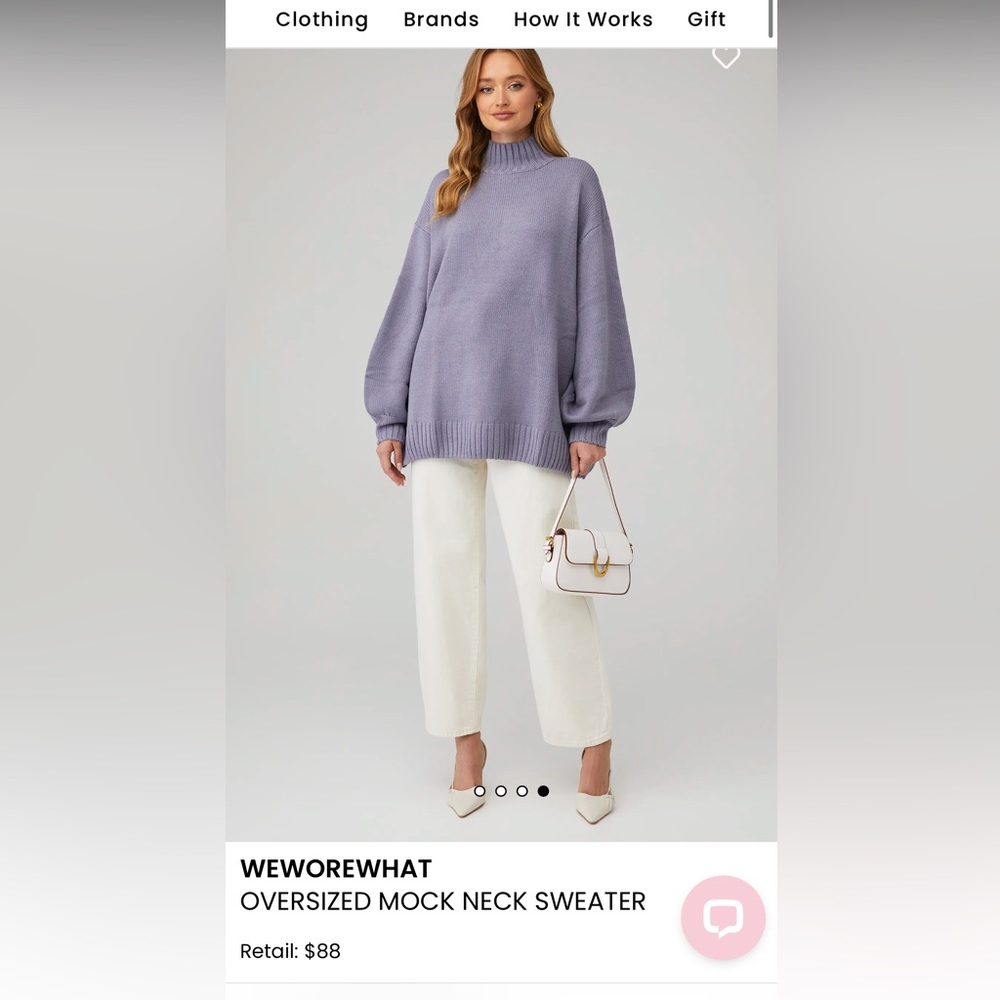 NWT WE WORE WHAT OVERSIZED MOCK NECK SWEATER. In a greyish blue purple color